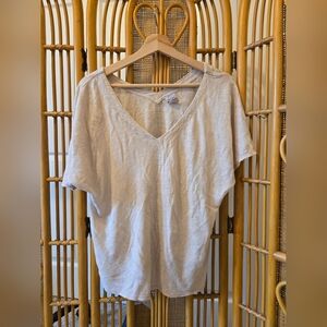 Casual V-Neck Cream Women's Top